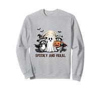 Raccoons Spooky and Feral Witch Ghost Pumpkin Halloween Sweatshirt
