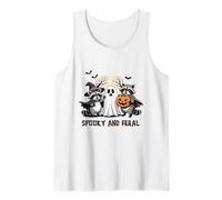 Raccoons Spooky and Feral Witch Ghost Pumpkin Halloween Tank Top