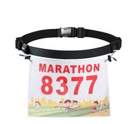 Race Bib Belt for Marathon Trail Running- Adjustable Hooks,6 Gel holders, Black, M, Sport