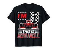 Race Car 11th Birthday Boy Racing Flag 11 Years Old Pit Crew T-Shirt