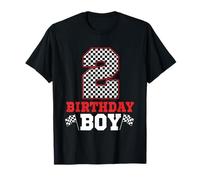 Race Car 2nd Birthday Boy 2 Toddler Racing Checkered Flag T-Shirt