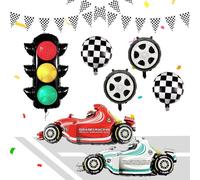 Race Car Balloons Kits 31inch Traffic Light Balloon Red Blue Race Car Birthday Party Decorations Transportation Light Balloons Checkered Pennant Banner Fast One Birthday Party Supplies
