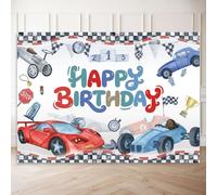 Race Car Birthday Backdrop Banner- Auto Themed Party Decor for Boy (6X4.3ft), Speedway Photo Booth Background, Racing Birthday Supplies, Photography Banner