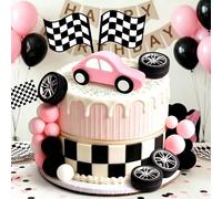 Race Car Cake Decorations Car Cake Topper Checkered Flag Cake Decoration Growing Up Two Fast Birthday Decor Fast One Fast Three Need Four Speed Birthday Decoration