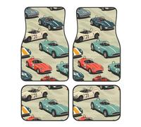 Race Car Car Mats 4 Pieces Vintage Universal Floor Car Mats Non-Slip Vehicle Carpet for SUV Van Truck Sedan