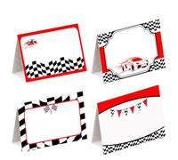 Race Car Food Labels Signs 2 x 3.5 Inch Folded Table Place Cards 48 Pcs Setting Blank Holiday Name Cards Tent Card for Birthday Party Baby Shower
