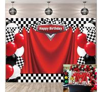 Race Car Happy Birthday Backdrop 7x5FT Racing Competition Photography Background for Boy Car Racing Theme Birthday Party Decorations Supplies Photo Props