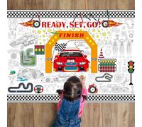 Race Car Large Coloring Poster Giant Racing Car Activity Drawing Paper Coloring Tablecloth DIY Wheels Theme Game Poster Book Table Cover Truck Kids Art Craft Home Classroom Birthday Party Decorations