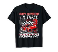 Race Car Racing 3rd Birthday Boy Can’t Catch Me I'm Three Value Graphic T-Shirt
