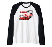 Race Car Racing 3rd Birthday Can’t Catch Me I'm 3 Bday Boy Raglan Baseball Tee