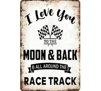 Race Car Room Decor For Boys Funny I Love You To The Moon And Back All Around The Race Track Metal Tin Sign Hot Wheels Bedroom Decor Racing Car Man Cave Garage Vintage Style Wall Art Decorations 8x12