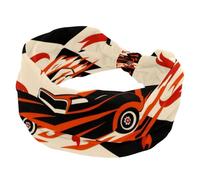 Race Car with Finish Line Flags Wide Headbands for Women, Yoga Workout Head Bands Wide Elastic Hair Bands for Washing Face Makeup