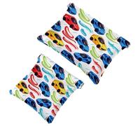 Race Cars Bright Seamless Pattern Pocket Cosmetic Bag, Waterproof Squeeze Makeup Bag No Zipper Self-Closing, Portable Mini Travel Storage for Headphones Jewelry