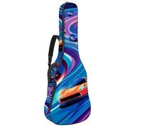 Race Cars on Bright The Racing Track Padded Guitar Bag, Protective Acoustic Guitar Cover Gig Bag for Electric Bass Classical Guitar