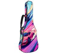 Race Cars with Vibrant Colors on The Racing Track Acoustic Guitar Bag Thick Padded, Waterproof Guitar Gig Bag for 40 41 42 Inch Guitars