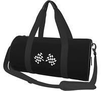 Race Checkered Racing Flag Travel Luggage Duffel Bag Sports Rolling Foldable Duffel Bag, Black