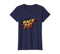 Race Day: Speedy Car Excitement for Racing Enthusiasts T-Shirt, Women, Navy, M