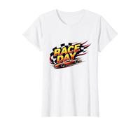 Race Day: Speedy Car Excitement for Racing Enthusiasts T-Shirt, Women, White, XXL