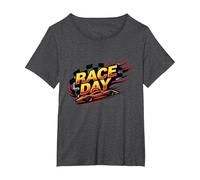 Race Day: Speedy Car Excitement for Racing Enthusiasts T-Shirt, Women's Plus, Dark Heather Grey, 5X