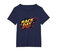 Race Day: Speedy Car Excitement for Racing Enthusiasts T-Shirt, Women's Plus, Navy, 4X