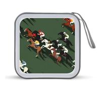 Race Horse Horserace Portable CD Case Holder 48 Capacity Travel DVD Storage Boxs Wallet Bag