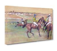 Race Horses By Edgar Degas Canvas Print | Gallery Wrapped 30mm Frame Wall Art | 24x16 inches | Ready to Hang | Impressionist Animals Picture | Living Room Bedroom Lounge Office