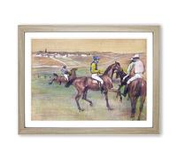 Race Horses By Edgar Degas Classic Painting Framed Print | A2 Oak Framed Wall Art | Ready to Hang | Classic Animal Picture | Living Room Bedroom Lounge Office