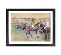 Race Horses By Edgar Degas Classic Painting Framed Print | A4 Black Framed Wall Art | Ready to Hang | Classic Animal Picture | Living Room Bedroom Lounge Office