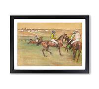 Race Horses by Edgar Degas Framed Print | A2 Black Framed Wall Art | Ready to Hang | Modern Animal Picture | Living Room Bedroom Lounge Office