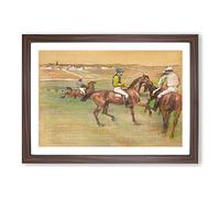 Race Horses by Edgar Degas Framed Print | A2 Walnut Framed Wall Art | Ready to Hang | Modern Animal Picture | Living Room Bedroom Lounge Office