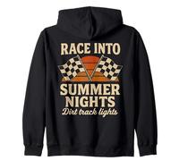 Race Into Evening Racing Flags Vintage Style dirt racing Zip Hoodie