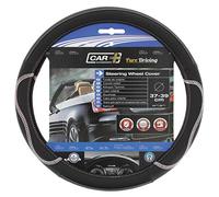Race Sport PVC Car Steering Wheel Cover, 37-39 cm Size, Black/White