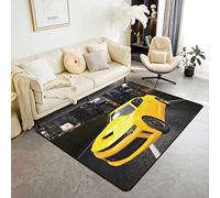 Race Sports Car Area Rug Extreme Sports Theme Living Room Rugs 3D Print Carpet Yellow Automobile Floor Mat Soft Cozy Carpet for Bedroom Living Room Decor 100 * 150cm
