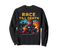 Race Till Death Skeleton Race Car Driver Retro Pixel Art Sweatshirt