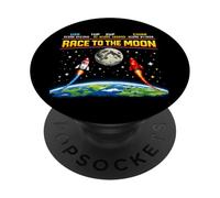Race To The Moon Retro Arcade Space USA vs China PopSockets Adhesive PopGrip