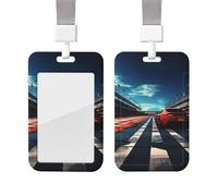 Race Track ID Badge Holder with Lanyard Plastic ID Card Protector Name Tag Badge Holder with Clear Window ID Card Name Badge Holder for Nurse Doctor Office Supplies