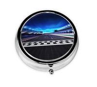 Race Track Print Personalised Portable Pillbox with,Mini Pillbox Compact and Convenient Pill Organiser for Storing and Organising Pills