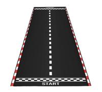Race Track Rug for Cars, Start Finish Line Play Mat 180x60x0.5cm | Polyester Surface, Winding Roads, Lies Flat Instantly, Space-Saving Fun for Boys’ Rooms and Playrooms