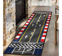Race Track Runner Rug, 80x200cm Start Finish Road Carpet Hallway Runner | Motorsport Non Slip Floor Mat with Directional Arrows for Gamer Entrance, Bedroom, Gaming Setup, Bedside