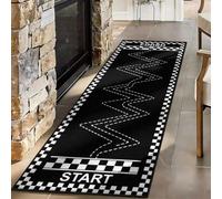 Race Track Runner Rug Non Slip, 120x170cm Start Finish Road Long Carpet | Hallway Runner, Motorsport Floor Mat with Directional Arrows for Gamer Bedroom, Gaming Setup, Bedside