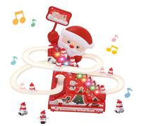 Race Track Toy Climbing Stairs Toys with 3 Snowmen Kid Fun Playing Games with Slide Light Music Roller Coaster Toy Set Slide Musical Toys Improve Attention for Boys Girls