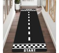 Race Track with Start and Finish Line Hallway Carpet, 60x240cm, Kart Road Racing Home Decor Rugs, Non-Shedding Low Pile Dirty Resistant Rug, Soft No Crease Washable Rug for Floor