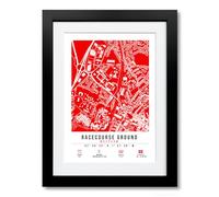 Racecourse Ground Stadium Map Minimalist A4/A3 Poster Photo Print Framed Gift Wrexham (A4 Black Framed & Mounted)