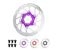 RACEDUEL IIIPRO A2 140mm 160mm 180mm 203mm Floating Bike Disc Brake Rotor with 6 Bolts,MTB Mountain Bike Stainless Steel Rotors M5 Screws, Bicycle Disc Brakes Rotors fit Road Bike/Ebike/BMX(Purple)