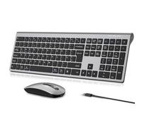 RaceGT Bluetooth Keyboard and Mouse Set for Laptop, iPad, PC& Mac - Rechargeable Multi-Device Wireless Combo with Quiet Typing, Type-C Charging, Ultra Slim Full Size UK Layout for Home Office & Study