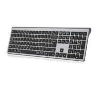 RaceGT Wireless Keyboard Bluetooth, Keyboard Rechargeable USB-C Ultra Slim Silent Ergonomic, Connect 3 Devices, ON/OFF Switch, Numeric Keypad, Scissors Switch Full Size QWERTY UK Layout
