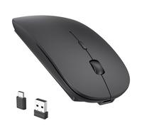 RaceGT Wireless Mouse USB C & USB A, Rechargeable Laptop Mouse, Portable Lightweight Optical Design, Quiet Click, Long Battery Life, Adjustable DPI for PC, Desktop, Chromebook, Mac, Notebook - Black