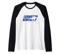Racehorse Silhouette Inside Lexington Kentucky Bold Letters Raglan Baseball Tee