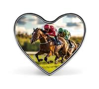 Racehorses Jockeys Racing Brooch Pins Heart Badge Button Tie Lapel Backpack Pin Decoration for Women Men