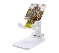 Racehorses Jockeys Racing Plastic Phone Stand Foldable Cellphone Holder for Desk Adjustable Accessories